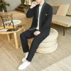 Herrsp￥rar m￤n mrgoldenbowl casual svart kostym 2022 Autumn ￶verdimensionerad mode man kinesisk stil broderad streetwear man