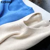 Boy Bahar Sonbahar Pamuk Kazak Yelek Kadın U-Boyun Gevşek Örme Yelek Kadın Rahat Tank Tops Sleevelsweater Kazaklar X0721