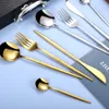 24 pz Oro Stoviglie Set Da Tavola In Acciaio Inox Coltello Forchetta Cucchiaio Set Occidentale Argenteria Set di Posate utensili da cucina set 211012