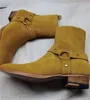 High Top Suede Genuine Leather Harry wyatt charm Boots wedge slp fashion men classic black gray brown ankle strap denim boot No box