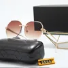 Luxury Designer Solglasögon Mode Kvinnor Retro Polygonal Färgglada UV Protection Sun-Shading Glasses Rimless Neat Bevel Cut Ytterkanter Ändra ansikte Populära märken