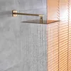 Gold Polish 8"/10"/12" Square Rainfall Shower head Bathroom Ultrathin Rain Shower Head with Shower Arm Faucet Accessories Wall 210724