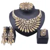 Nupcial Dubai Mulheres Jóias Cristal Strass Colar Bangle Brincos Anel Indian Party Fashion Jewellry Conjuntos
