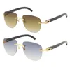 Mode Mann Frau Rahmen T8300680 Randlose Meta Sonnenbrille Weiß Buffalo Horn Damen Sonnenbrille Fahren Brillen Rahmen 18K Gold Rahmen Größe: 54-18-140 MM