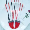 Chokers Vintage Black Crystal Red Red Crore Jostry Gem Pendant Long Colles