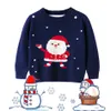 2021 Ny höst vinter pojke tjejer varma långärmad tröja barn kläder jul tecknad santa claus barn Knitt kappa toppar y1024