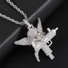 D&Z Guardian Angel Pendant In White Gold Solid Back Mens Micro Paved AAA CZ Hip Hop Gold Silver Color Charm Chains Jewelry Gift X0707