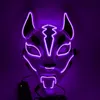 Kostym Pros Neon LED Lysande Joker Mask Carnival Festival Ljus upp El Wire Mask Japansk Fox Mask Halloween Julinredning Y201015