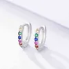 S925 Sterling Silver Single Row Color Zircon Female Simple Fashion Diamond Earrings Factory Direct s