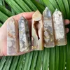 6-7 cm Naturlig körsbärsblom Agate Point Wand Tower Obelisk Healing Kristalldekoration Mineraler