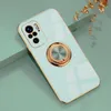 Plating Soft Silicone Phone Case For Xiaomi Redmi Note 11 10 9 Pro 10s Mi 11t 11lite Poco F3 Magnetic Ring Holder Cover