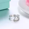 womems triangel vit ädelsten sterling silverpläterade ringar storlek 6,7,8 dmr907, varm försäljning 925 silver tallrik finger ring smycken ringar