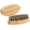 LOGO personnalisé brosse à barbe en bambou brosse à poils de sanglier brosse faciale ovale pour hommes toilettage Amazon