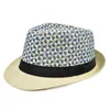 Sombrero Fedora de lino para hombres y mujeres, rayas de rejilla, borde plano, sombrero de Jazz, sombrilla informal de Panamá, playa transpirable para las cuatro estaciones