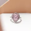 Cluster Ringen S925 Silver Mozambique Ring Paar Hart Holding Roze Engagement