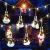 LED Transparent Christmas Ornament Tree Pendant Plastic Bulb Ball Home Decor Birthday Gift New Year Gifts Lights Hanging Clear Decoration for Xmas Party Indoor