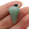 Chakra Natural Stone Charms Cone Shape Pendulum Rose Quartz Lapis Lazuli Turquoise Opal Pendant DIY for Necklace Earrings Jewelry Making 15x25mm