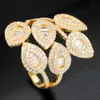GODKI luxe feuilles Cluster conception audacieuse bagues avec pierres de zircone 2020 femmes fiançailles fête bijoux de haute qualité