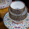 JINGDEZHEN Luxus-Geschirr-Sets, Bone China, Vergoldung, Weißgold, Emaille, Kaiserpalast-Stil, 86-teilig, Tafelgeschirr, Teller, Schüsseln, Porzellan als Geschenk