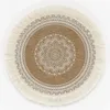 NEW Creative Placemats Vintage Linen Fabric Round Tassel Mats Farmhouse Woven Jute Pads for Dining Room Kitchen Table Decor