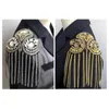 Luxurious Tassel Epaulet Rhinestone Board Costume Shoulder Badge Decor for Man Women
