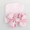 Säuglingskleinkind-Chiffon-Schleifen-Hut-Baby-Mädchen-große Bowknot-Kappen-Kind-Streifen-Strick-Baumwollhaube-Kind-Haar-Zusätze Foto-Requisiten