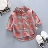 Style Boys' Shirt Long Sleeve for Children Plaid baby girl blouse boys shirt 210702