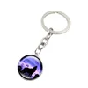 Brand New Howling Wolf Key Chain Moon Time Gem Keychain Pendant DMKr148 Mix Order Key Rings