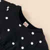 Été enfants filles robe noir à pois gaze mignon infantile enfant en bas âge enfants robes de princesse pour filles bébé vêtements enfants tissu 9816810