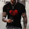 T-shirt da uomo T-shirt stampata animata 3D, camicia grande casual, abiti da strada con design a teschio, nell'estate 2022