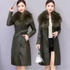 Femmes veste d'hiver en cuir coton rembourré Parkas longue épaisse chaude Plus velours veste en cuir PU femme manteau d'hiver W2356