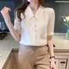 Женские блузки рубашки французская рубашка классическая шифоновая блузка женская плюс размер свободный с коротким рукавом леди простой стиль вершины одежды 2022