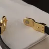 Nuovo braccialetto in pelle fiore per donna fibbia in oro braccialetti neri di alta qualità fornitura di gioielli per coppia6388178