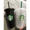 再利用可能なスターバックス コールド カップ プラスチック ブラック透明スターバックス タンブラー 蓋付き ストロー ブラック カップ オンス ギュー