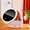 Storage Boxes & Bins Makeup Organizer Box With Big LED Mirror Dust-proof Make Up Brush Lipstick Holder Beauty Drawer Cosmetic