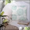 Kuddeväska sängkläder levererar hem textilier trädgård mint europeisk blomma tryck kasta geometriska damastast löv kudde ers för soffanord