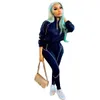 Ubrania treningowe 2 sztuki stroje dla kobiet Zestawy z długim rękawem Pullover Bluza Top High Paisted Spodnie Cool Girl Streetwear 210525