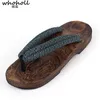 WHOHOLL Geta Аниме Костюмы для косплея Японские сандалии Geta Летние сандалии Мужская плоская деревянная обувь Сабо Тапочки Шлепанцы 210721