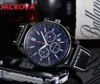 Relojes para hombre de alta calidad movimiento de cuarzo piloto todo dial trabajo reloj de pulsera correa de cuero impermeable militar reloj impermeable Relogi251a