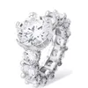 2022 Top vente anneaux de mariage bijoux de luxe en argent Sterling 925 Lagre coupe ronde topaze blanche CZ diamant éternité fête pavé Zircon femmes bague de fiançailles cadeau