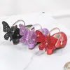 Filles en cuir paillettes papillon princesse à talons hauts pour enfants scintillantes avec des chaussures de danse légères 210312