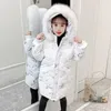 Winter Jacket Kids Printed Glossy Long Down Coat Children's Outerwear Cold Snowsuit For Girls Jacket Clothes TZ901 H0909