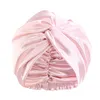 Elastische imitatie zijde dubbellaags nacht slaap cap cross twist douchekap krullend haar schoonheid make-up moslim hoofd wraps