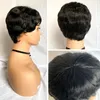 Broissures de cheveux humains courtes Pixie Coup Wigs pour les femmes noires avec une frange 4 pouces brésiliens sans gluant en dentelle et des cheveux pour bébé Africains 1272249