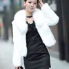 High Quality Faux Rabbit Hair Coat Women's Warm Outerwear Autumn Winter Short Fur Collar Jacket Overcoat 211220