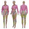 Designers Women Sports Tracksuits Clothes 2021 Långärmad skjorta med skärmtryckt byxor Tvådelar kvinnors kostym