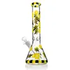 Glass Bong Smoking Water Pipe Hookah 10 inch Shisha Pipes Glow In The Dark Bee Dab Bongs Rig Beaker Bubbler W/ ICE Catcher Hookahs