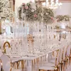 Party Decoration 10 Arms Crystal Candelabra For Wedding Centerpiece Acrylic Tube AB0197