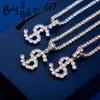 Cubic Zirconia Letras A-Z Nome Colar Pingente com 4mm Tênis Corrente Homens / Mulheres Ouro Prata Cor Hip Hop Charme Jóias X0707