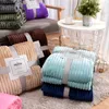 Soft Fluffy Striped Flannel Blankets For Beds Solid Coral Fleece Plush Throw Winter Bed Linen Sofa Cover Bedspread Blankets T200901